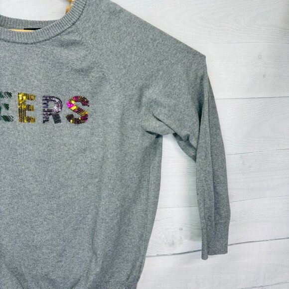 Torrid 3X Holiday CHEERS Sweater Sequin Graphic Gray Cotton Festive Pullover - Picture 5 of 14